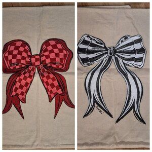 Two 22” Square Canvas Pillow Shams Coquette Aesthete Bow Design by August Bleu